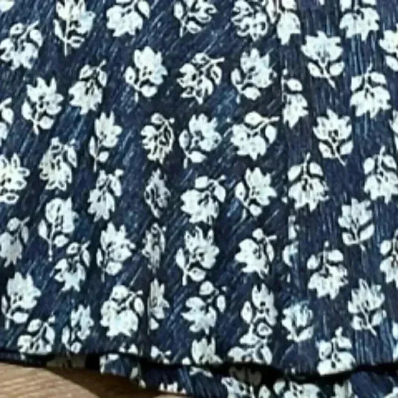 NEW Nicole Miller blue Floral Stretch Denim Flare Skirt Women’s Sz Large NWT - Picture 10 of 12